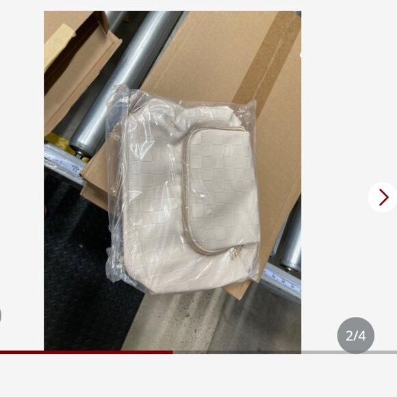 SuitShine Travel Makeup Bag Organizer PU Leather Checkered Cosmetic Bag - Picture 2 of 10